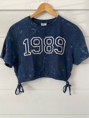 Women 1989 Blue Navy Crop Top